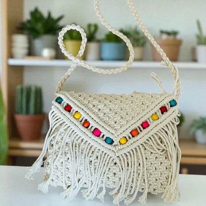 Handcrafted Cotton Crochet & Macramé Sling Bag