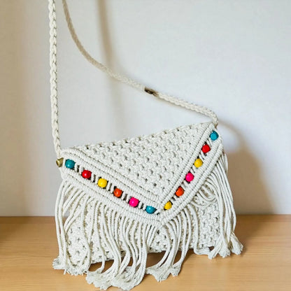 Handcrafted Cotton Crochet & Macramé Sling Bag