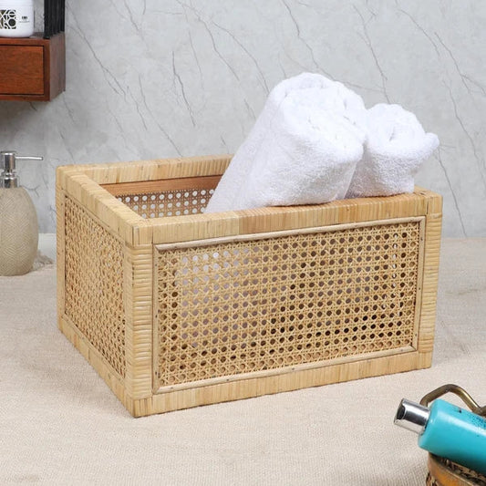 Lakshmi Handwoven Rattan Cane Webbing Storage Basket