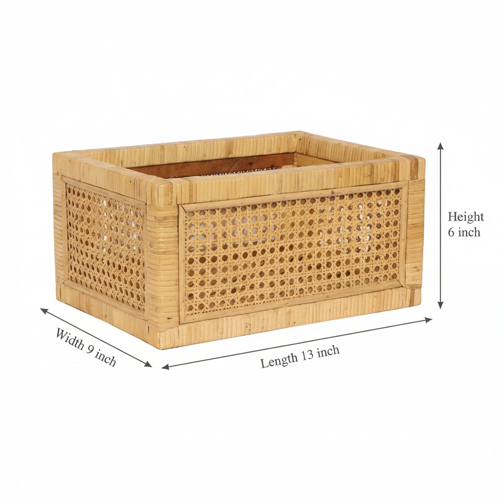 Lakshmi Handwoven Rattan Cane Webbing Storage Basket