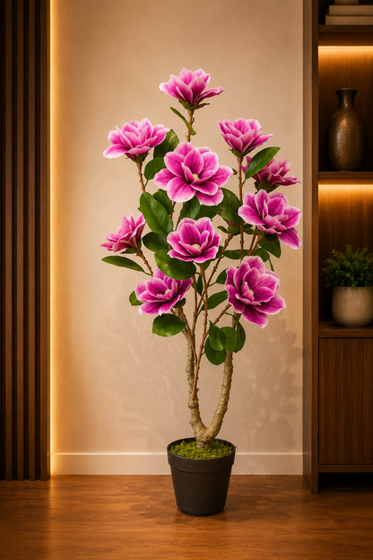 Premium Artificial Magnolia Flower Plant 37.4 Inch