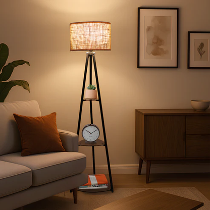 Maisha Handcrafted Mango Wood Floor Lamp