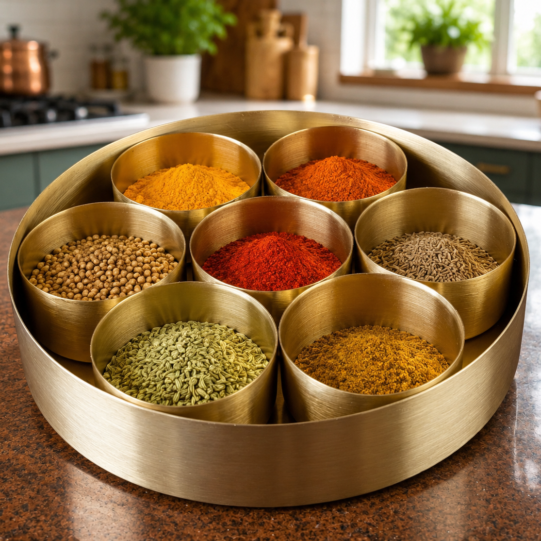 Handcrafted Brass Masala Box