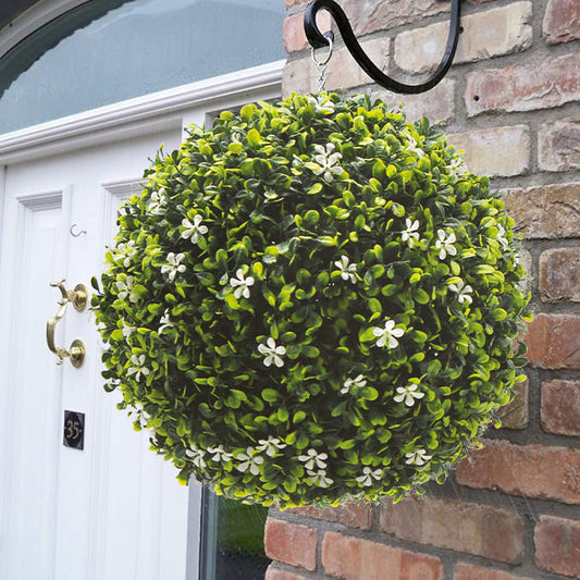 Artificial Melaine White Topiary Ball