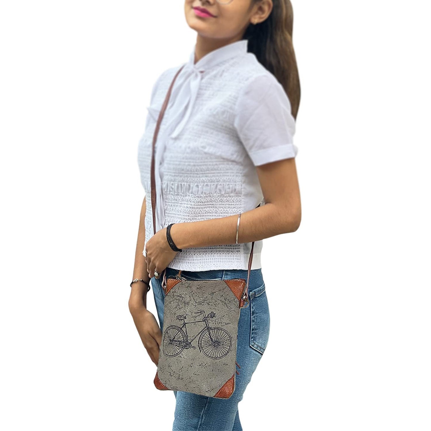 Artaflora – 100% Cotton Canvas Small Sling Crossbody Bag with Stylish Design for Women
