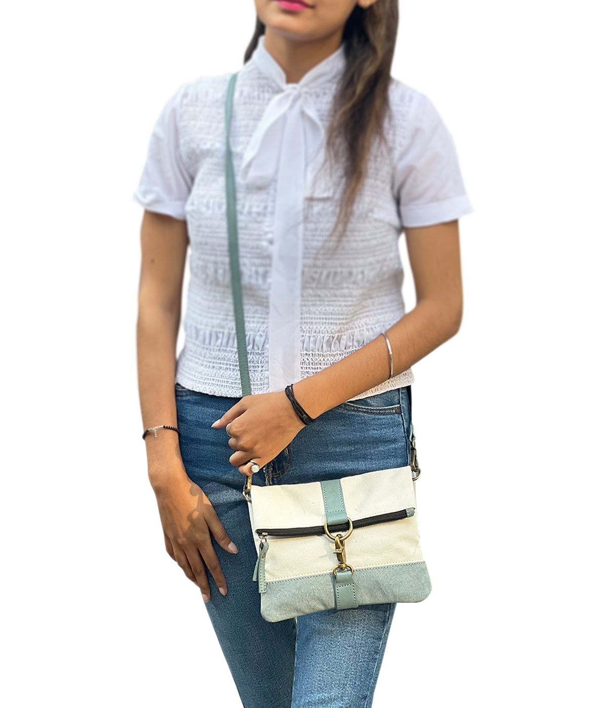 Artaflora – Women’s and Girls Finley Canvas Bag Recycled Sling Bag (Ocean) (Blue)