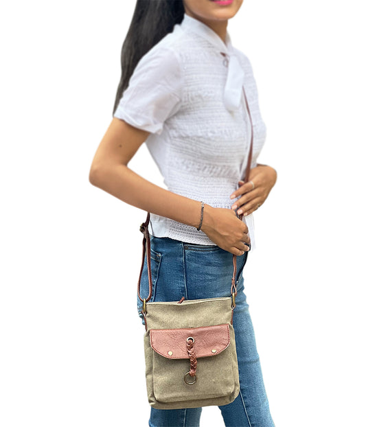 Artaflora – Cotton Canvas Small Multicolor Messenger Crossbody Vintage Sling Bag with Stylish Design for Women