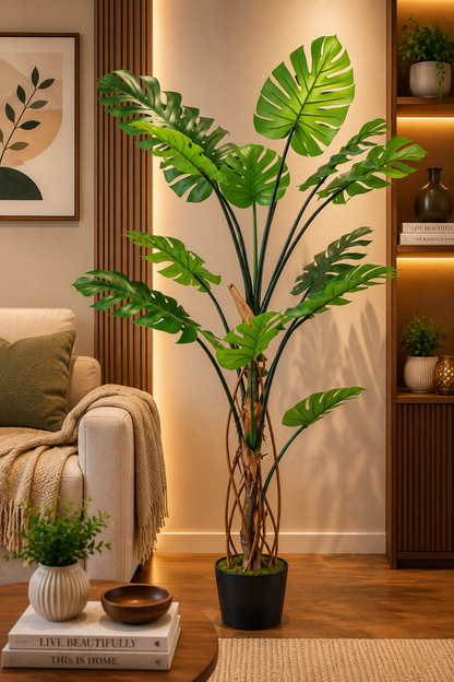 Monstera Tree Faux Plant 69 Inch Tropical Decor