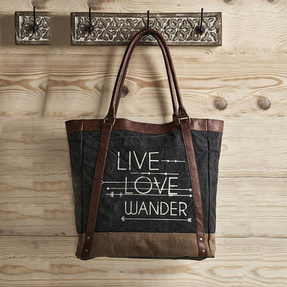 Large Canvas Zipper Tote Bag for Work & School - Black | Classic