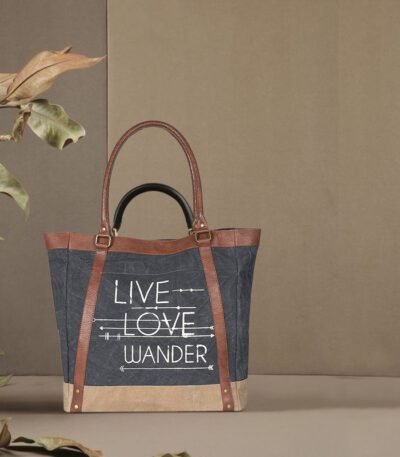 Artaflora – Large Canvas Handbag for Women | Zipper Tote Bag for Grocery, Shopping, Travel | Stylish Vintage Shoulder Bags for Women (Black)