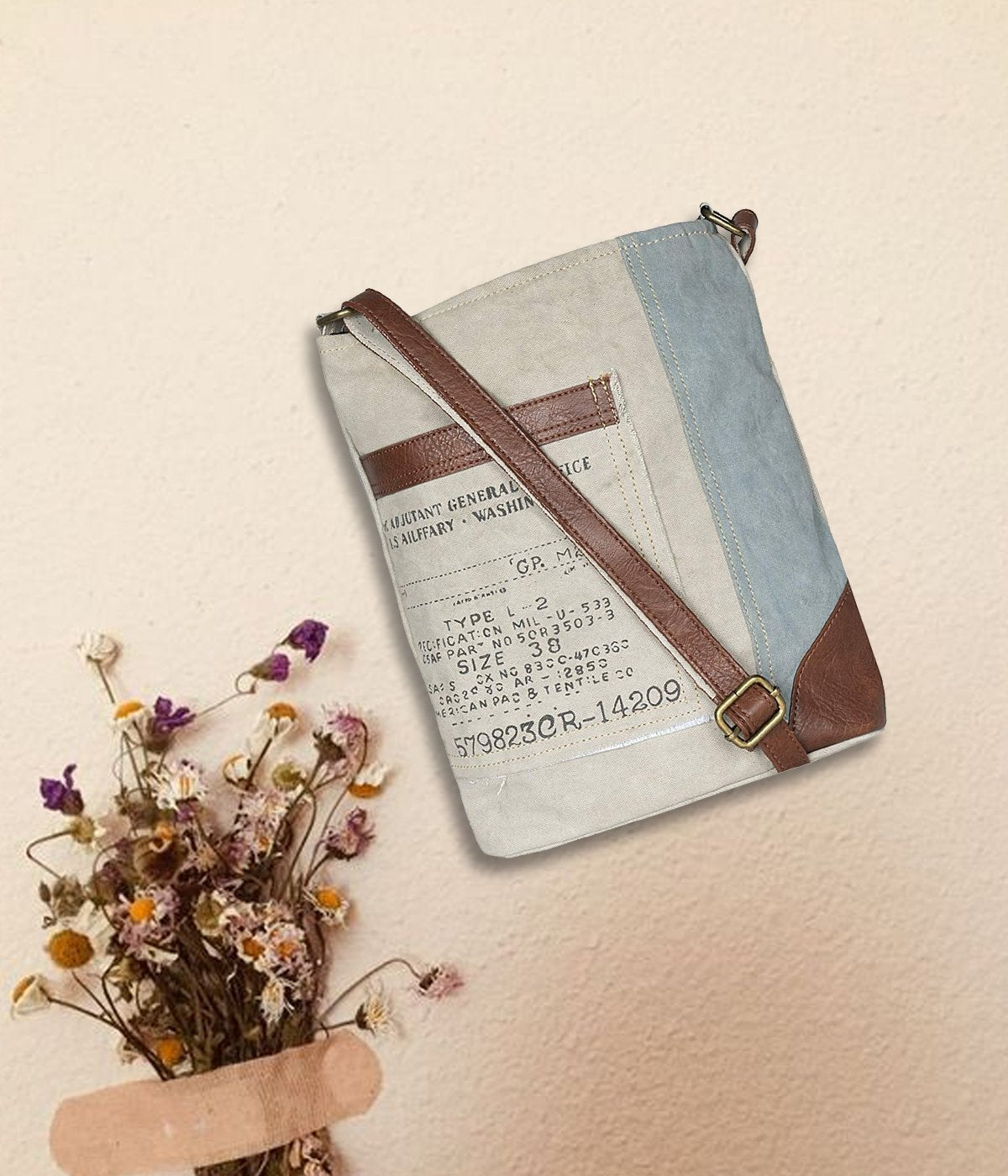 Artaflora- Multi-Coloured Cotton Canvas Messenger Crossbody Bag