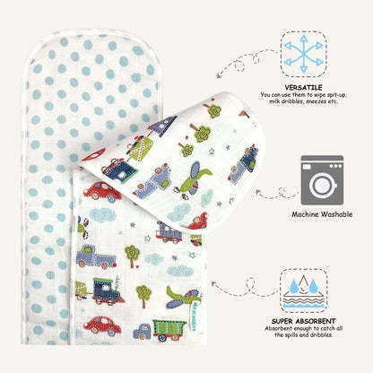 Muslin Burp Pad - Transport Print
