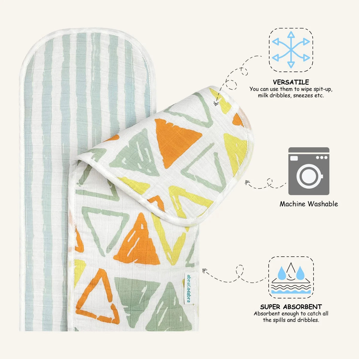 Muslin Burp Pad - Triangles Print