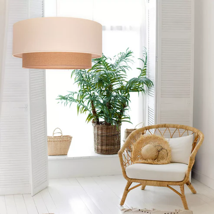 Tejas Handcrafted Dual-Tier Jute Pendant Light