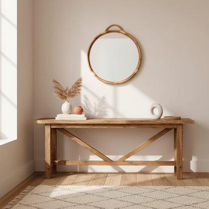 Navya Handcrafted Rattan Wall Mirror