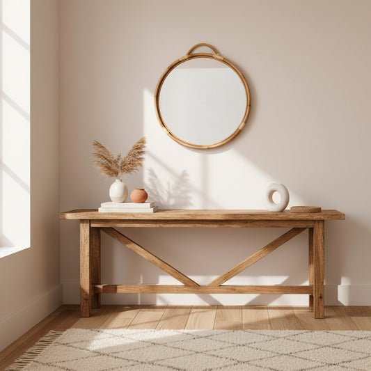 Navya Handcrafted Rattan Wall Mirror