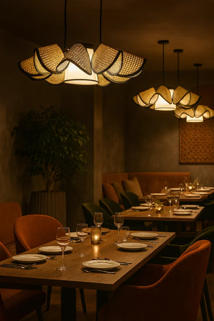 Handcrafted Bamboo Rattan Chandelier Nelson
