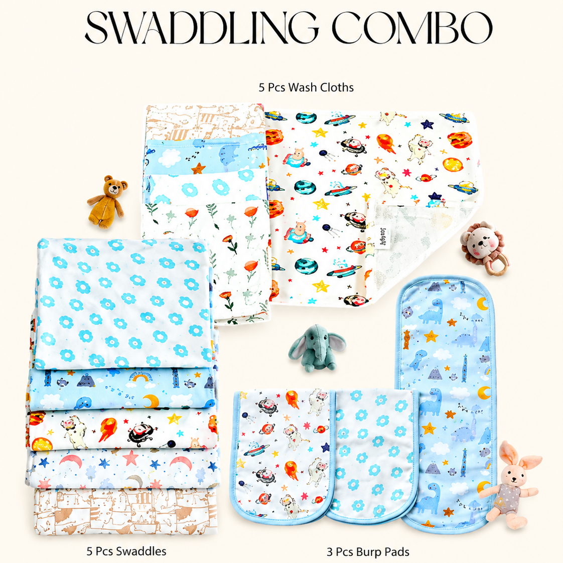 Sovana 13-Pc Organic Cotton Newborn Swaddle & Nursing Set