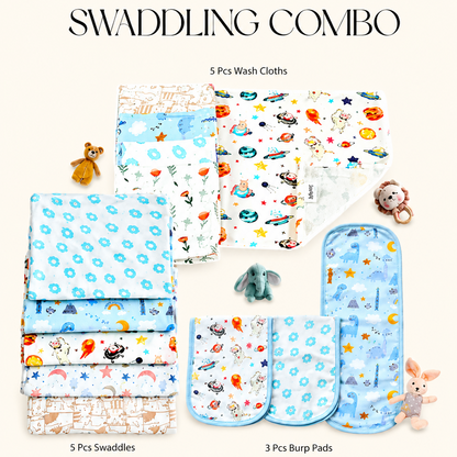 Sovana 13-Pc Organic Cotton Newborn Swaddle & Nursing Set