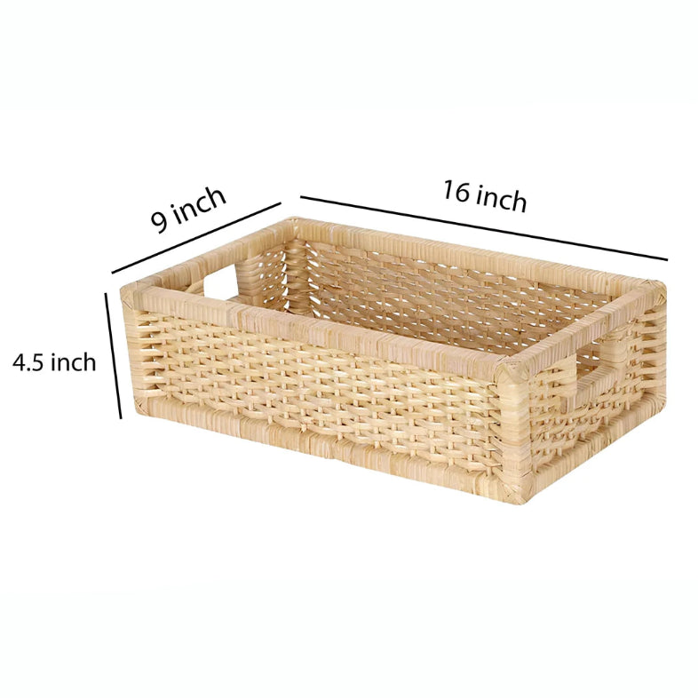 Nisha Handwoven Cane & Bamboo Wicker Storage Basket
