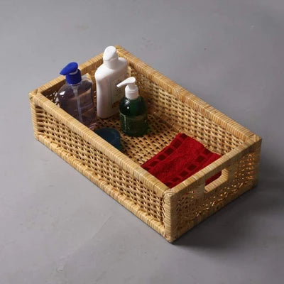 Nisha Handwoven Cane & Bamboo Wicker Storage Basket