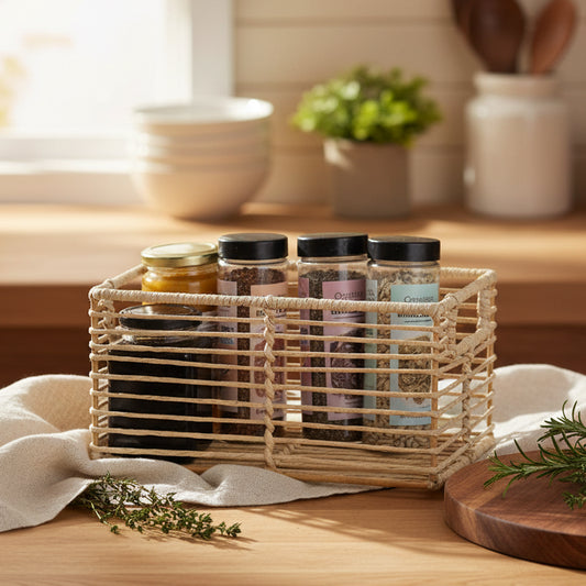 Nisha Handwoven Seagrass & Water Hyacinth Storage Basket