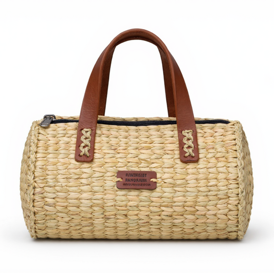 Handwoven Kauna Grass Cylinder Handbag