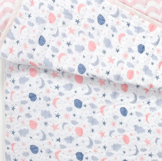Twinklers Organic Cotton Quilted Muslin Reversible Blanket