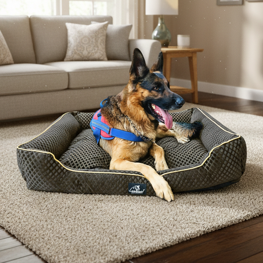 Premium Pattern Lounger Pet Bed Silver Grey