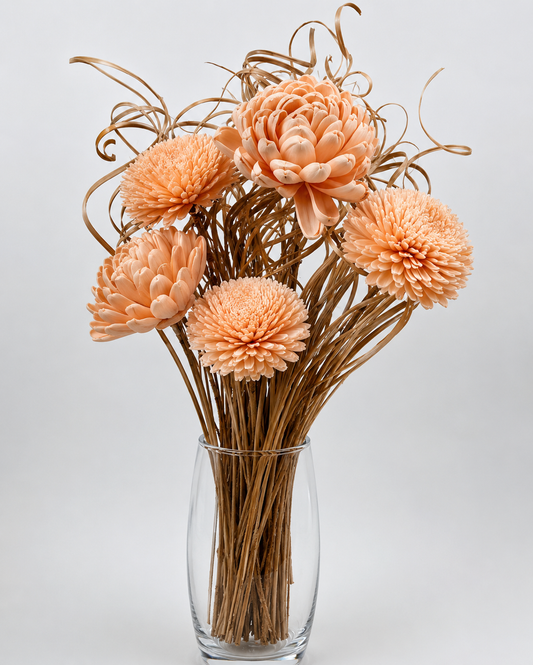 Peach Sola Wood Chrysanthemum & Button Bouquet
