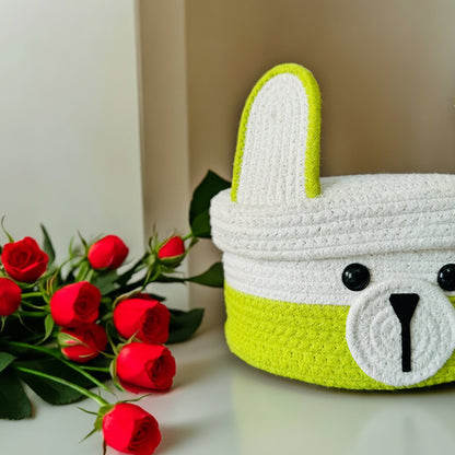 Hand-Woven Cotton Bunny Storage Basket