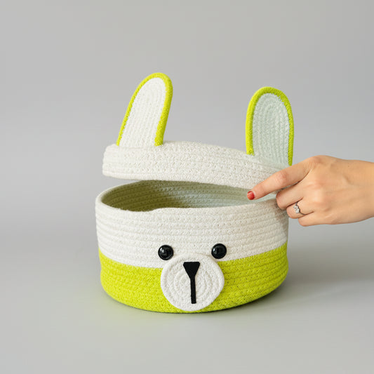 Hand-Woven Cotton Bunny Storage Basket