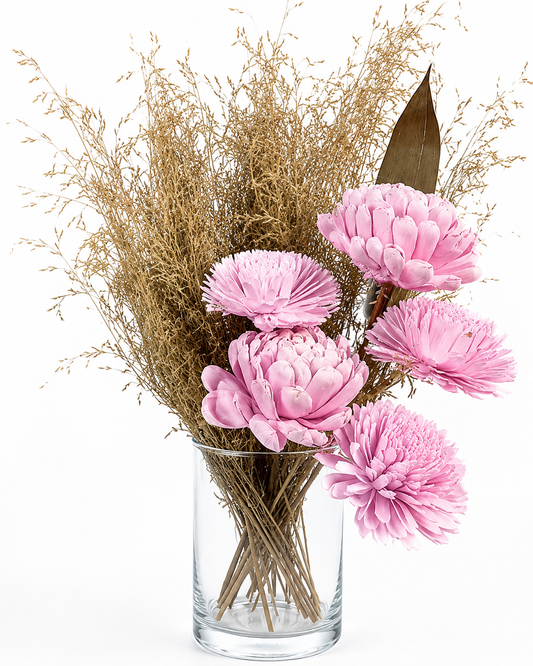 Pink Sola Wood & Dried Wildflower Bouquet