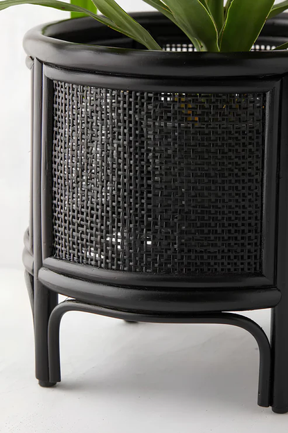 Adah Handcrafted Rattan Planter with Integrated Stand