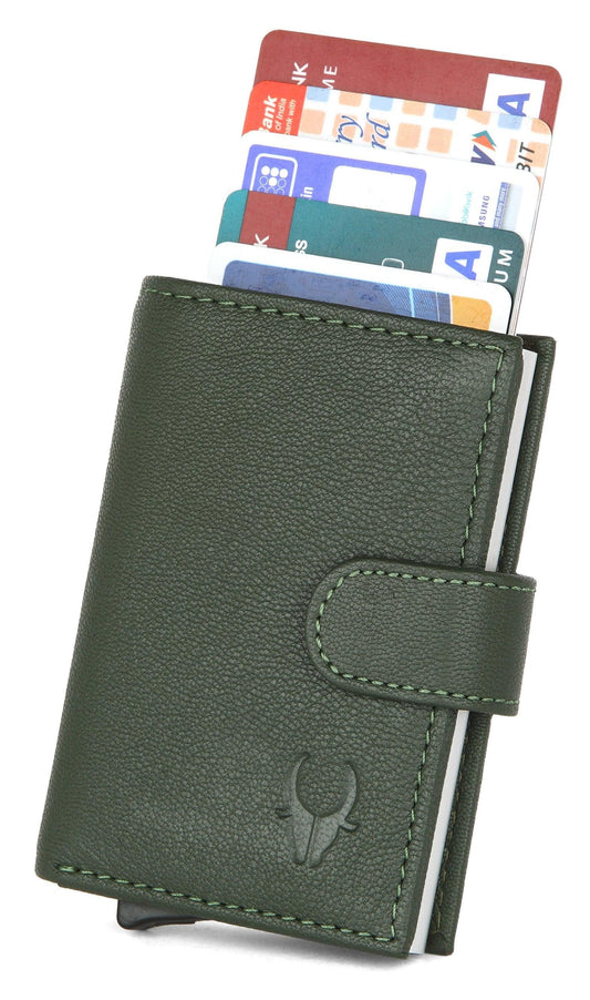 Wildhorn Protected Leather Pop-Up Card Holder for Men & Women