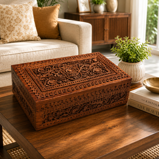 Premium Mughal Hand-Carved Sheesham Wood Box