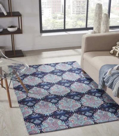 Printed Vintage Dhurrie Carpet Rug Runner Floor Mat for Living Room : 3.5 X 5.5 Ft