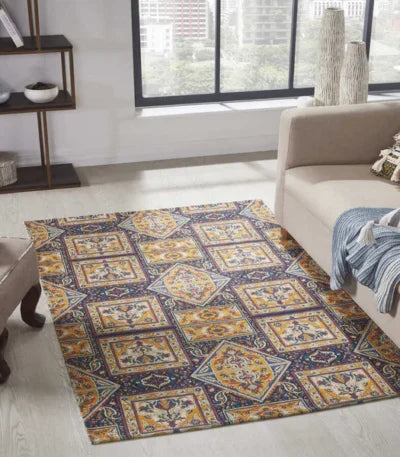 Printed Vintage Dhurrie Carpet Rug Runner Floor Mat for Living Room Bedroom 3.5 X 5.5 Feet