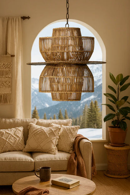 Handcrafted Wicker Rattan Pendant Light Riab