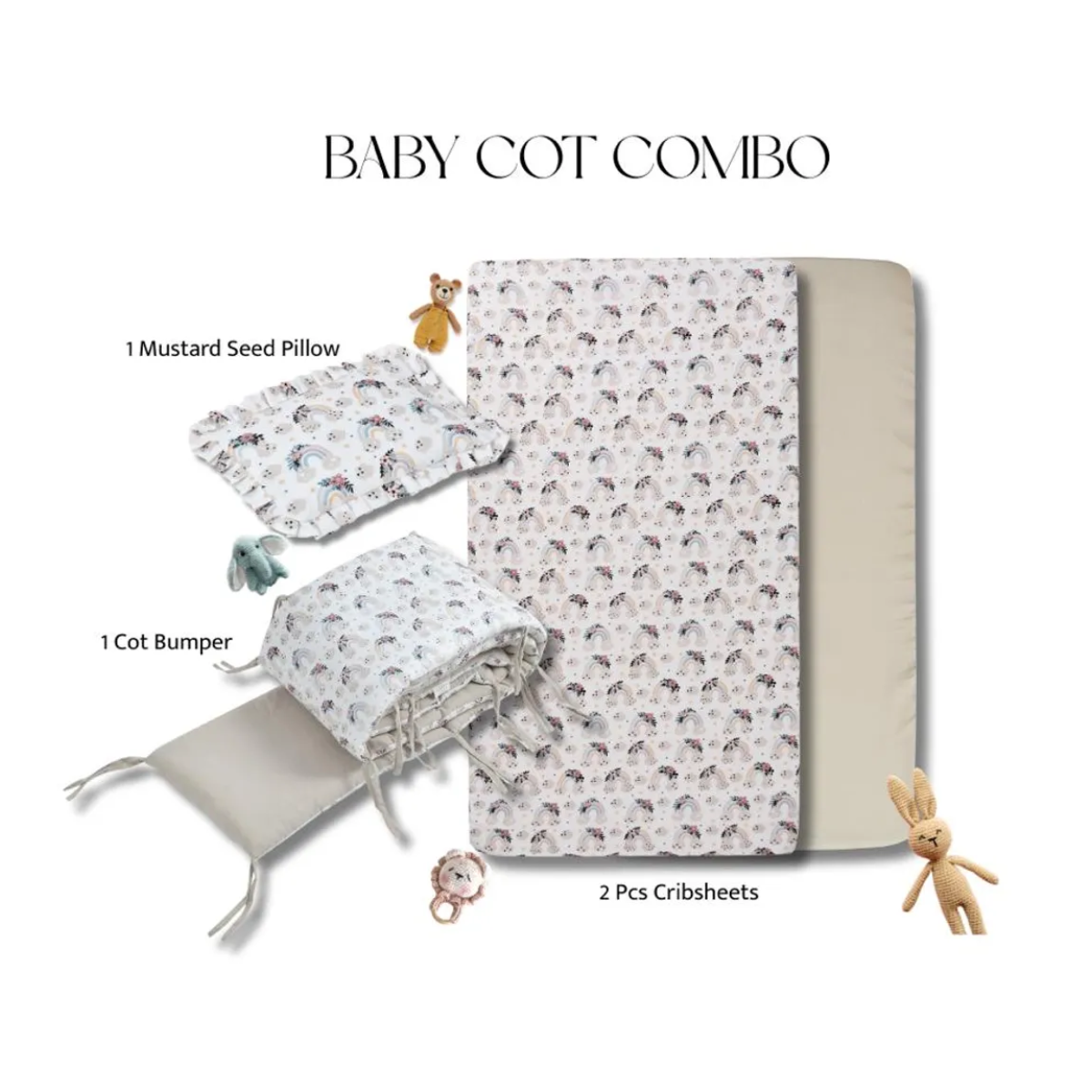 Sovana Premium 4-Piece Baby Cot Combo Rainbow