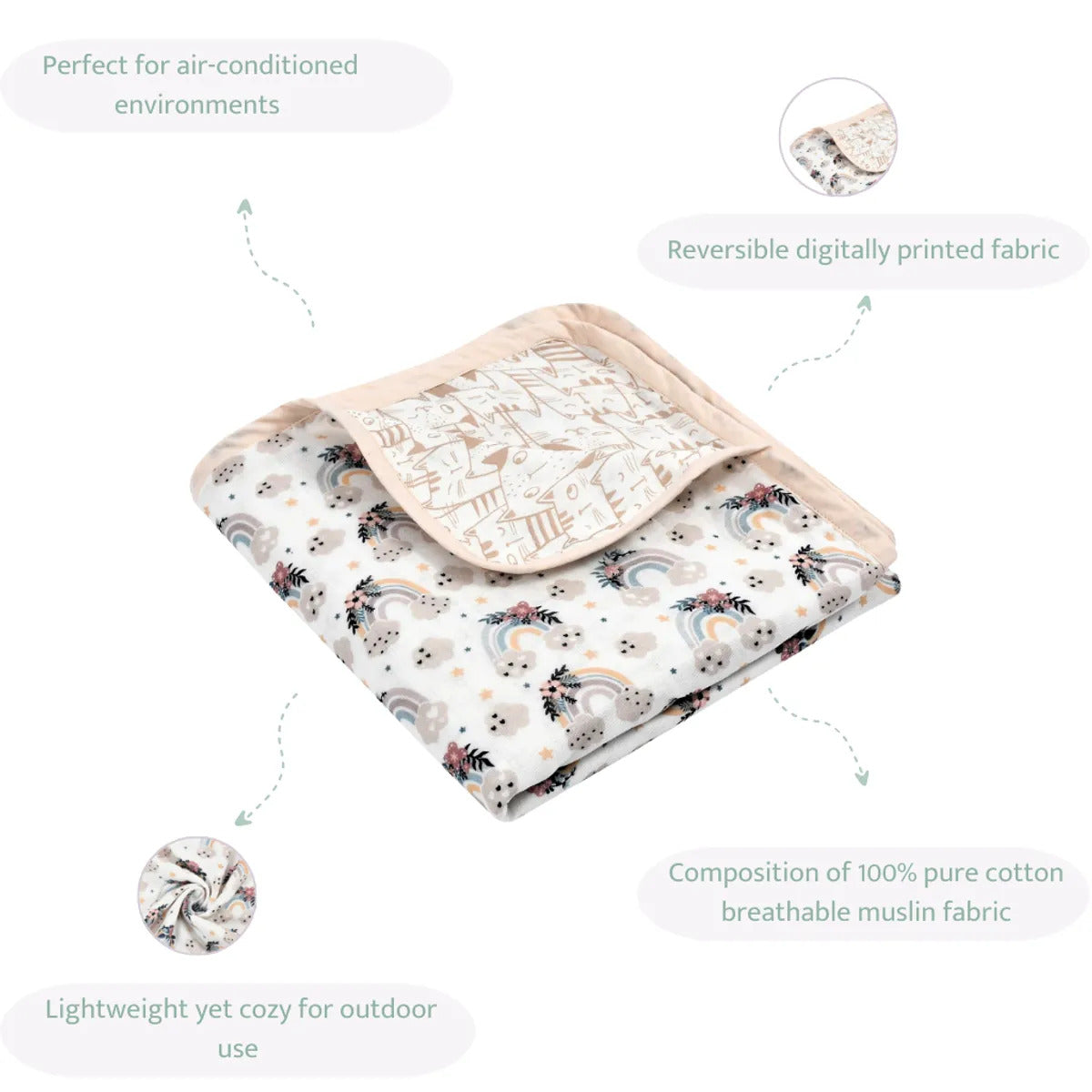 Sovana Rainbow 6-Layer Reversible Muslin Blanket