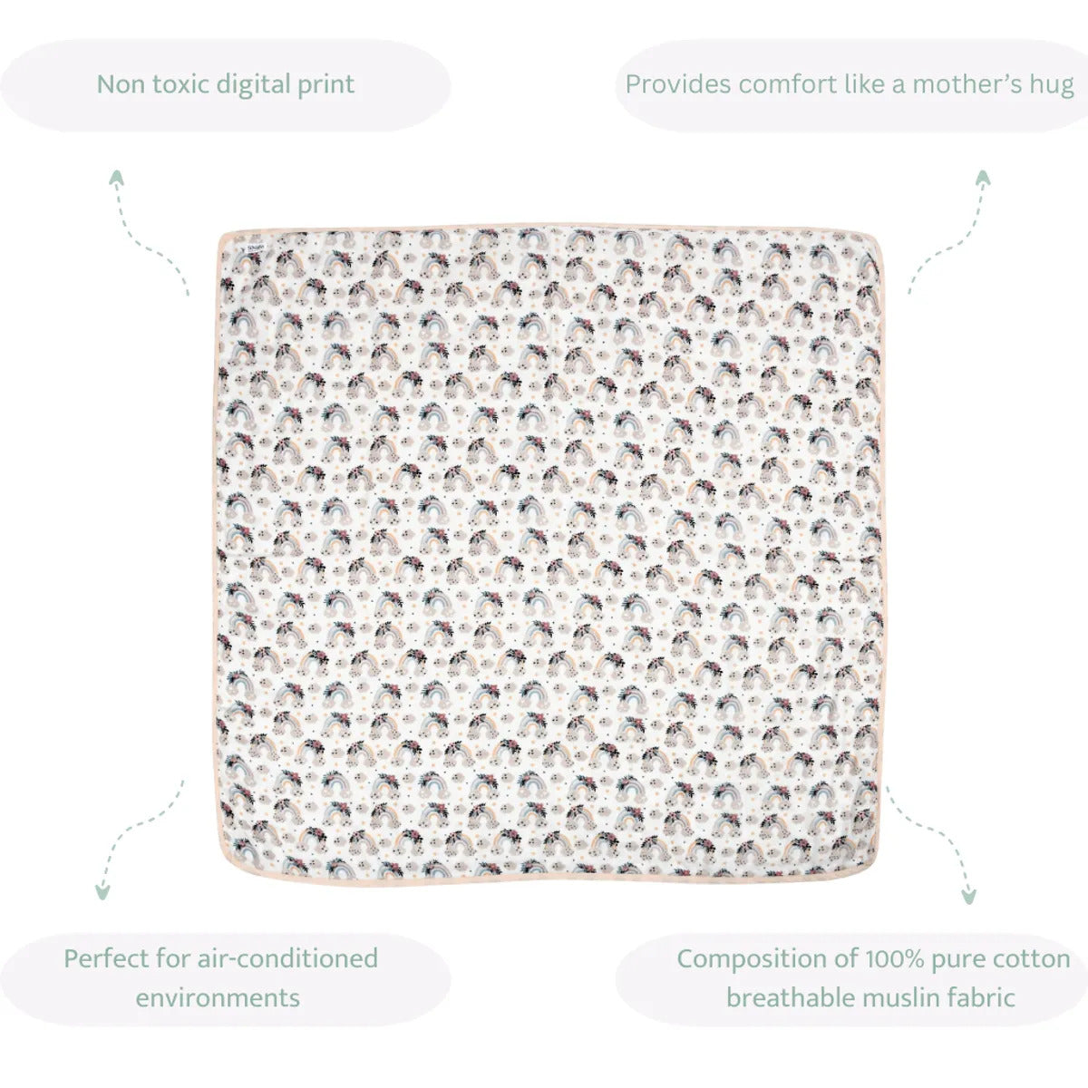 Sovana Rainbow 6-Layer Reversible Muslin Blanket