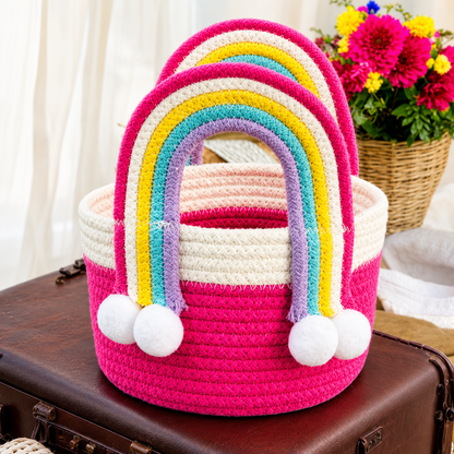 Rainbow Arch Hand-Woven Cotton Basket