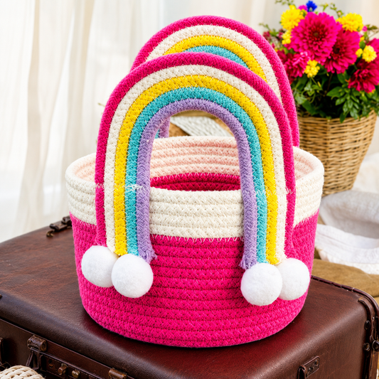 Rainbow Arch Hand-Woven Cotton Basket