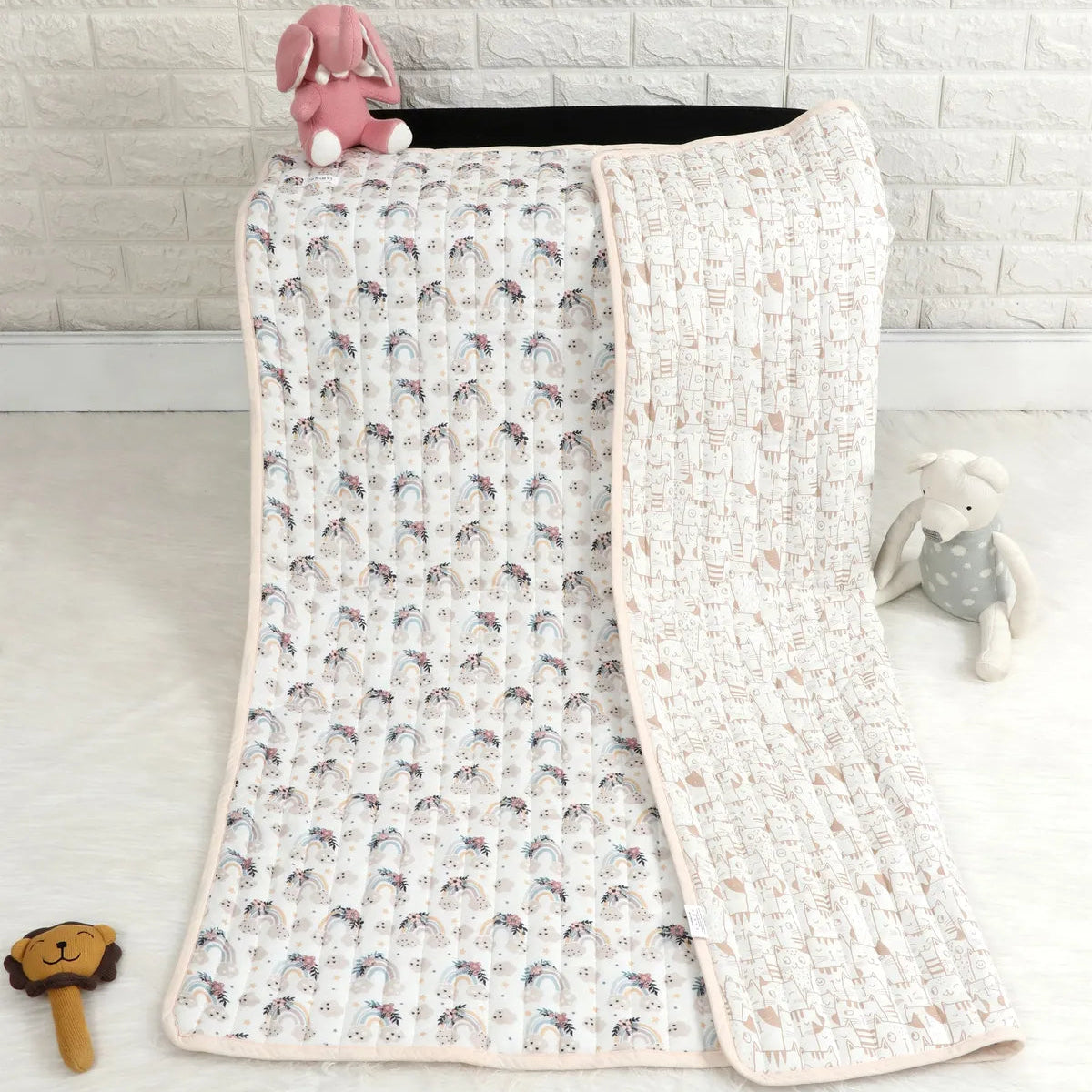 Rainbow Vibes Organic Cotton Quilted Muslin Reversible Blanket