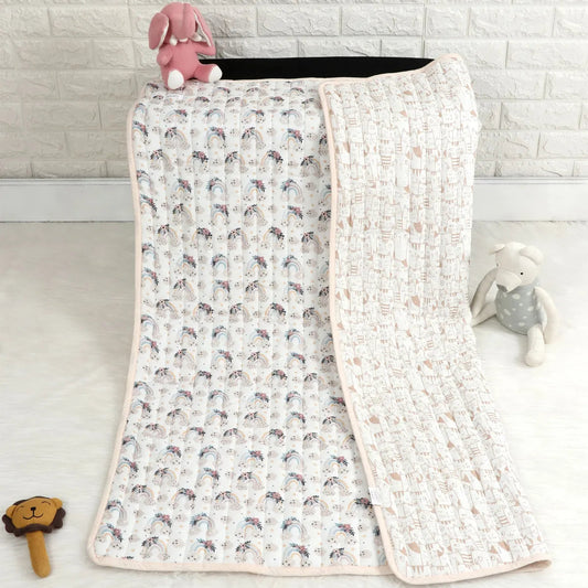 Rainbow Vibes Organic Cotton Quilted Muslin Reversible Blanket