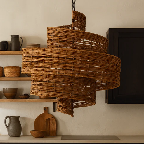 Anaka Handcrafted Rattan Spiral Chandelier