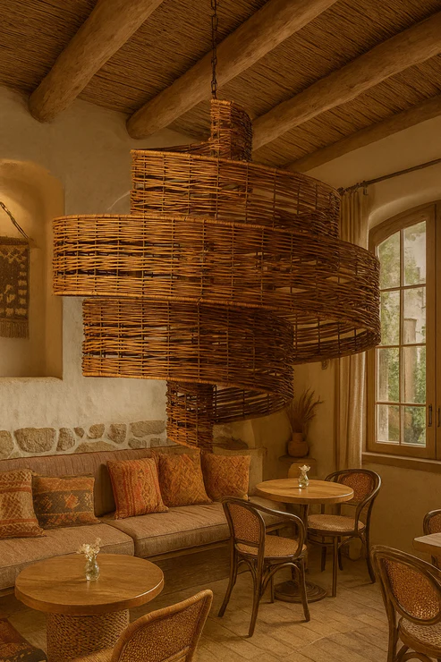 Anaka Handcrafted Rattan Spiral Chandelier