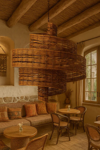 Anaka Handcrafted Rattan Spiral Chandelier
