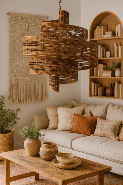 Anaka Handcrafted Rattan Spiral Chandelier